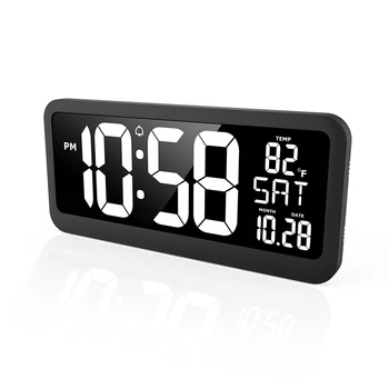 EM3217 Сверхчистые светодиодные настенные часы с большим экраном XXL, будильник для гостиной, температурные часы с дисплеем температуры в помещении
