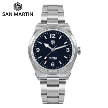 Мужские спортивные часы San Martin с винтажным эмалевым циферблатом, новые 38 мм серии NH35 Explore Climbing, Автоматические Механические Сапфировые 10Bar BGW-9