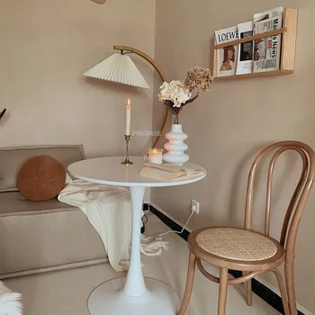 Французский обеденный стул для кухни Плетеный стул из гнутого дерева в стиле ретро, домашние стулья из массива дерева в стиле ретро, американские стулья для отдыха на балконе со спинкой